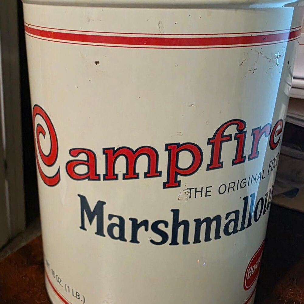 Campfire marshmallow  1920's replica 1 lb tin home decor VINTAGE